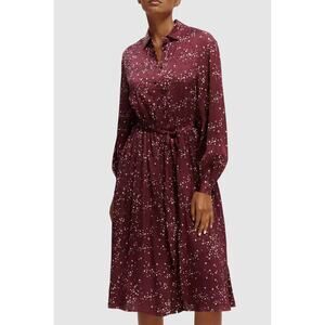 NWT Scotch & Soda Long Sleeve Shirt Dress in Maroon